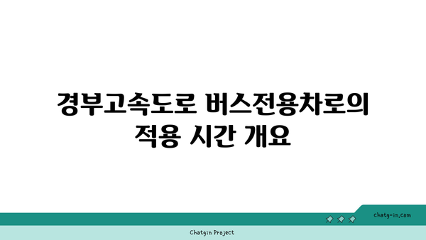 경부고속도로 버스전용차로 이용 규칙: 적용 시간과 해지 시간