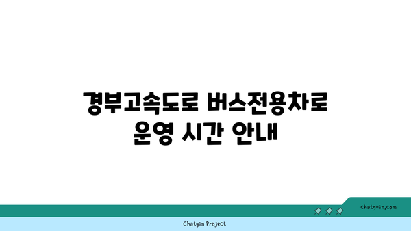 경부고속도로 버스전용차로 시간 운영 기준 다시 한번 확인