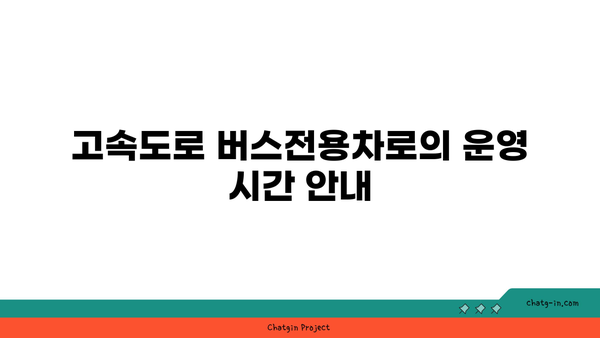 고속도로 버스전용차로 취합: 운영 시간, 벌금 정보