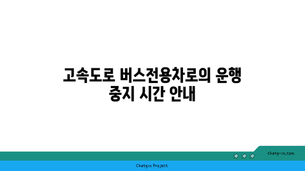 고속도로 버스전용차로 운행 중지 시간 및 단속 지역 파악