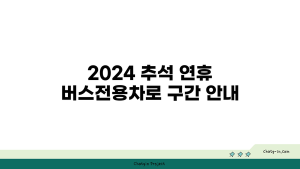 2024 추석 연휴 버스전용차로 구간, 시간, 벌금 정보