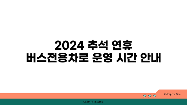 2024 추석 연휴 버스전용차로 시간대, 과태료, 경부고속도로 양재-신탄진 구간 정보