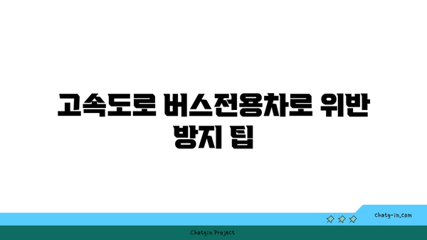 고속도로 버스전용차로 위반 벌금 안내