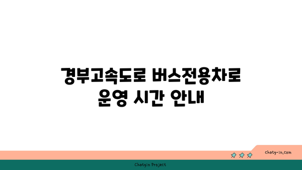 경부고속도로 버스전용차로 시간 구간 자세히 알아보기