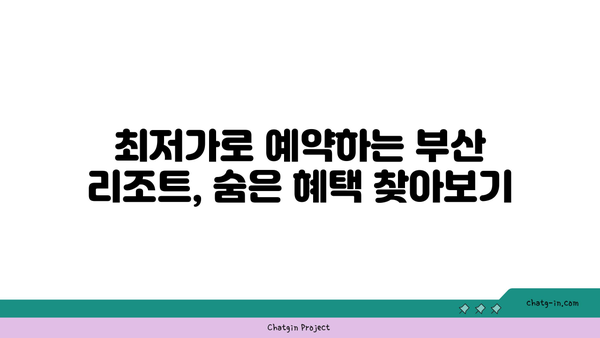 부산 리조트 예약, 최저가와 함께 떠나는 특별한 여정