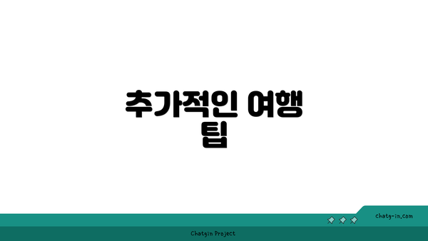 추가적인 여행 팁