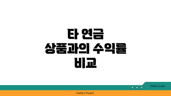 타 연금 상품과의 수익률 비교