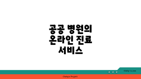 공공 병원의 온라인 진료 서비스