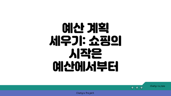 예산 계획 세우기: 쇼핑의 시작은 예산에서부터