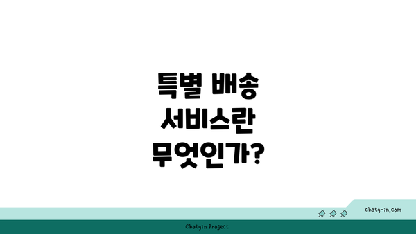 특별 배송 서비스란 무엇인가?