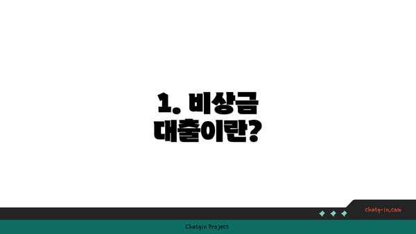 1. 비상금 대출이란?