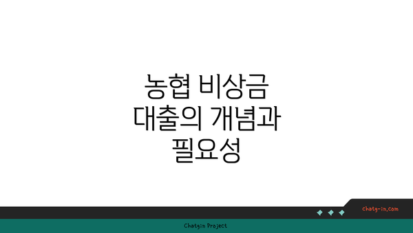 농협 비상금 대출의 개념과 필요성