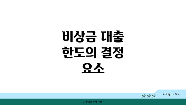 비상금 대출 한도의 결정 요소