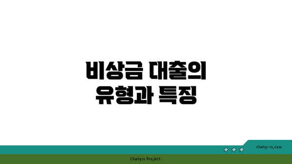 비상금 대출의 유형과 특징