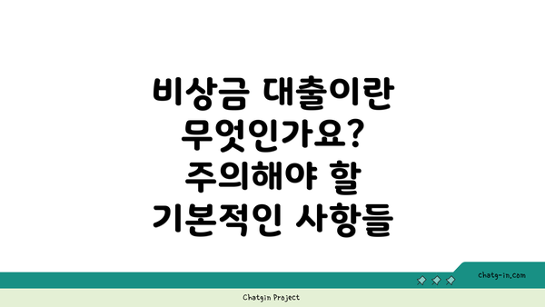 비상금 대출이란 무엇인가요? 주의해야 할 기본적인 사항들