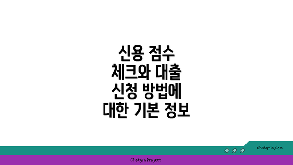 신용 점수 체크와 대출 신청 방법에 대한 기본 정보