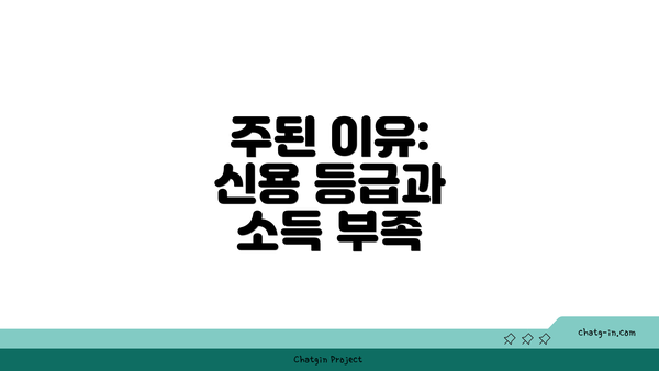 주된 이유: 신용 등급과 소득 부족