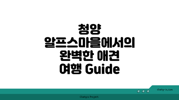 청양 알프스마을에서의 완벽한 애견 여행 Guide