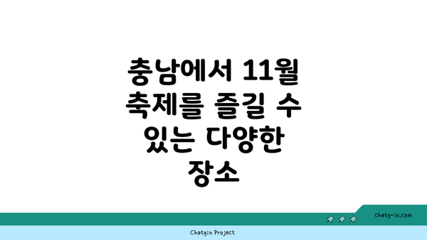 충남에서 11월 축제를 즐길 수 있는 다양한 장소