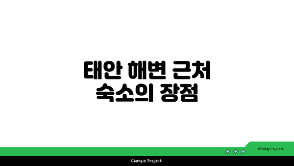 태안 해변 근처 숙소의 장점