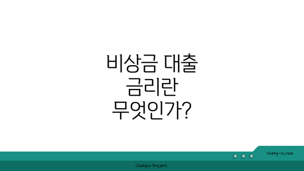 비상금 대출 금리란 무엇인가?