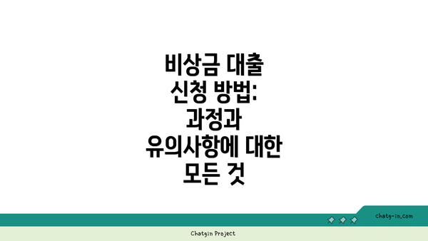 비상금 대출 신청 방법: 과정과 유의사항에 대한 모든 것