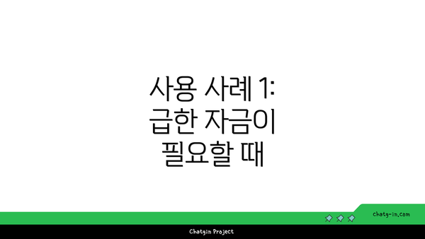 사용 사례 1: 급한 자금이 필요할 때