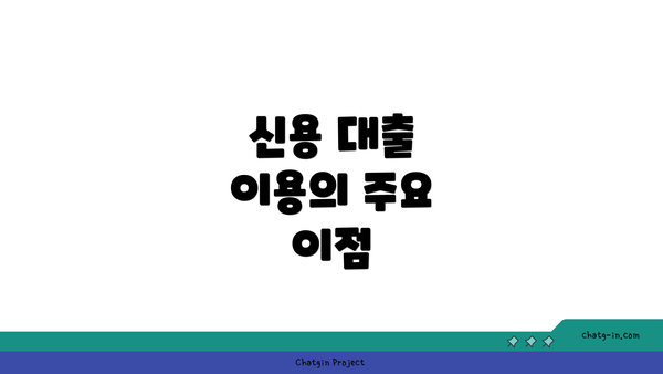 신용 대출 이용의 주요 이점