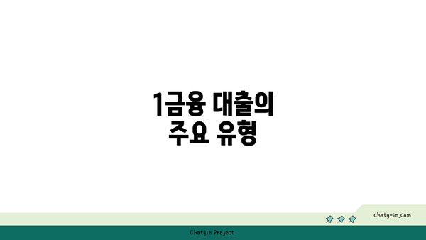 1금융 대출의 주요 유형