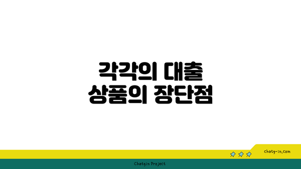 각각의 대출 상품의 장단점