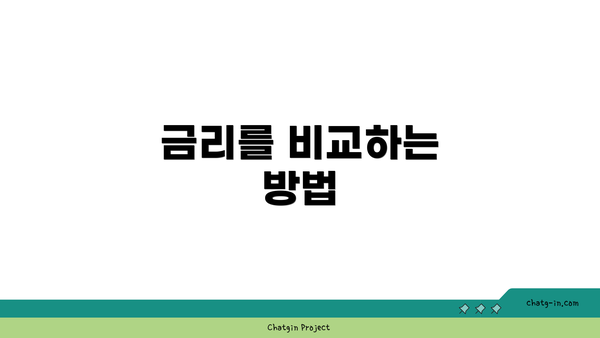 금리를 비교하는 방법
