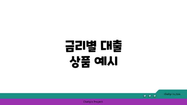 금리별 대출 상품 예시