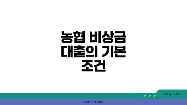 농협 비상금 대출의 기본 조건
