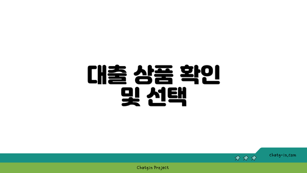대출 상품 확인 및 선택