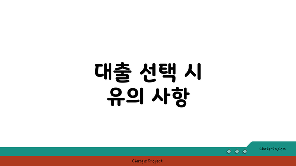 대출 선택 시 유의 사항