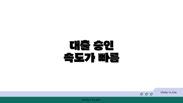 대출 승인 속도가 빠름