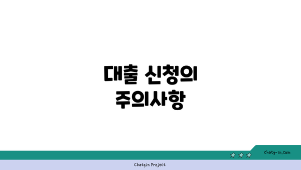 대출 신청의 주의사항