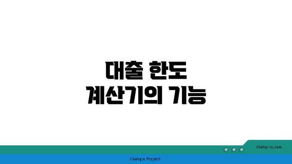 대출 한도 계산기의 기능