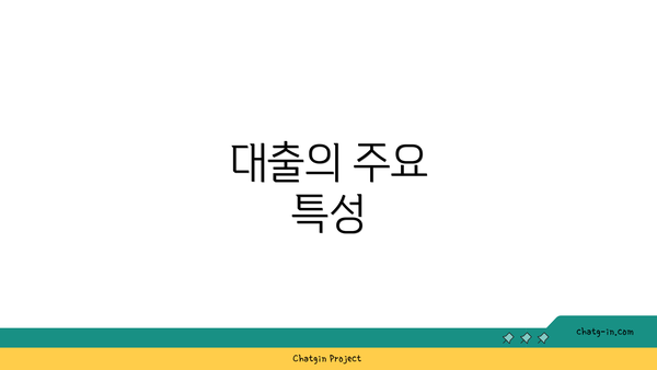 대출의 주요 특성