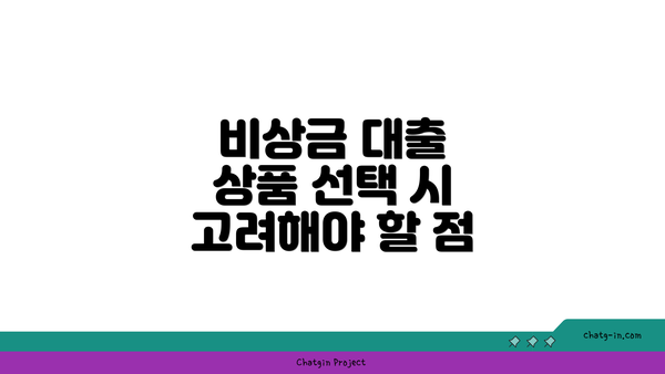 비상금 대출 상품 선택 시 고려해야 할 점