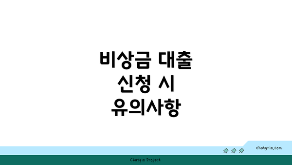 비상금 대출 신청 시 유의사항