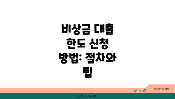 비상금 대출 한도 신청 방법: 절차와 팁