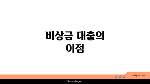비상금 대출의 이점