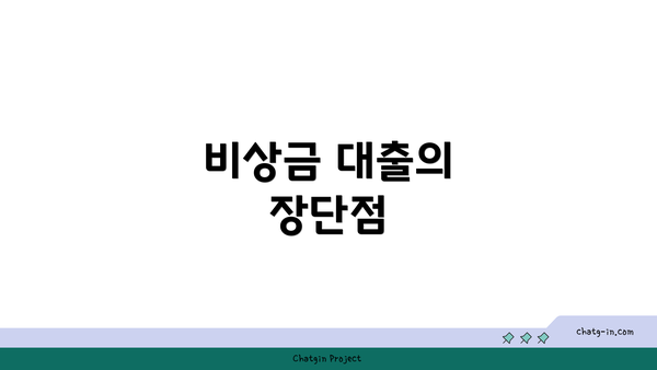 비상금 대출의 장단점