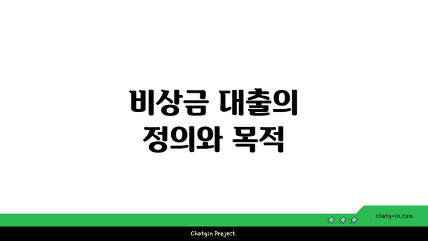 비상금 대출의 정의와 목적