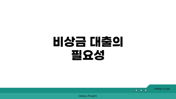 비상금 대출의 필요성