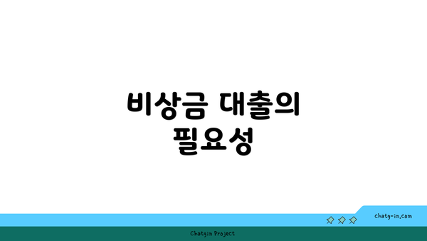 비상금 대출의 필요성