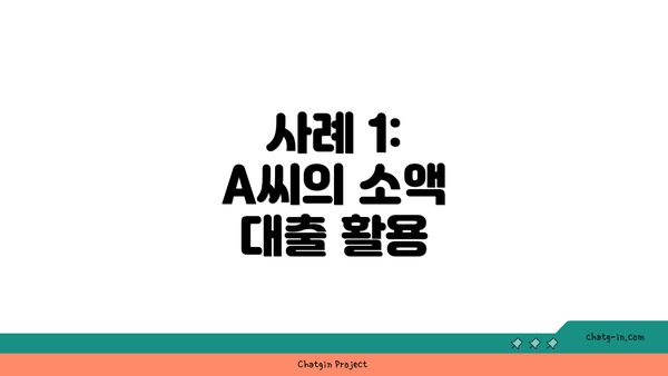 사례 1: A씨의 소액 대출 활용