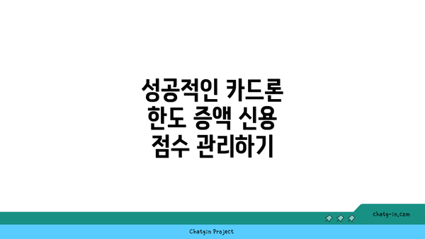 성공적인 카드론 한도 증액 신용 점수 관리하기
