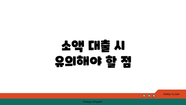 소액 대출 시 유의해야 할 점